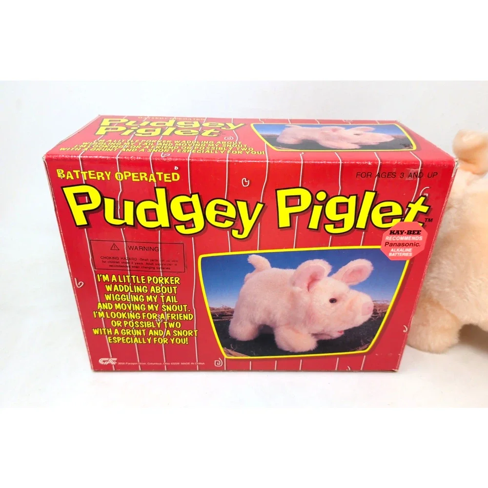Vintage Pudgey The Piglet Plush Walking Oinking Moving Toy Pig Iwaya w/ Box WORK